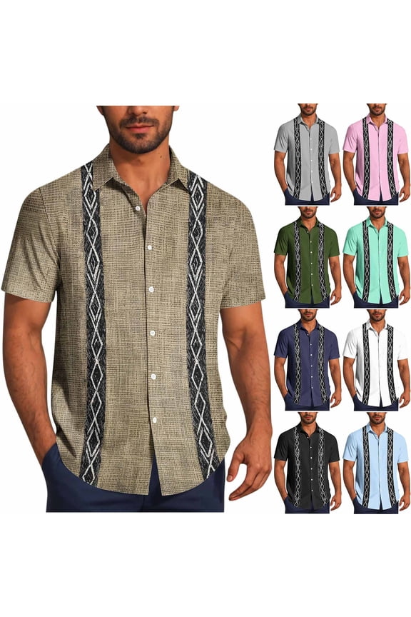 Casual Untucked Shirts for Men Loose Fit Button Down Shirts Casual Solid Collar Summer Tops Comfy Breathable Daily Wear Blouses Army Green XL