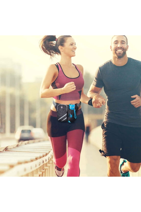 Hesxuno Fanny Pack for Women and Men Waist Bags with Water Bottle Holder Running Waist Bag Large Pouch & Adjustable Strap for Gym Jogging Cycling Rraveling Fitness Hiking