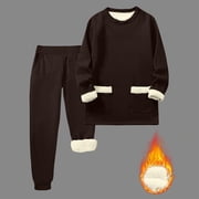 Hesxuno Fleece Pajama Sets for Men 2 Piece Loungewear Set Sherpa Fleece Lined Sweatshirts & Sweatpants Pajamas Sleepwear Fall Winter Lounge Set Thermal Underwear Sets S