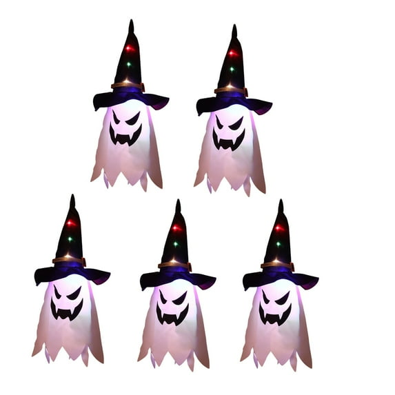 Hesxuno Halloween Decoration Outdoor Decoration Hanging Glowing Ghost Witch Hats and Light Strings Halloween Decoration Indoor and Outdoor Decoration Halloween