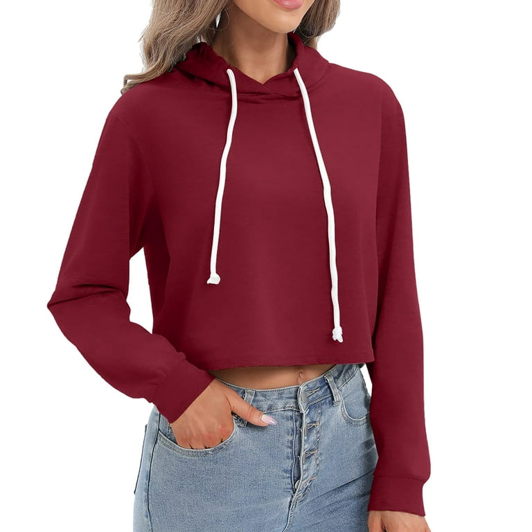 Wholesale Fashion Solid Color Long Sleeve Crop Top Hoodies for Women -  China Women Wear and Fashion Hoodies price