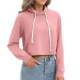 thumbnail image 1 of Hesxuno Hoodies For Women Trendy Solid Color Crop Top Loose Fit Crewneck Long Sleeve Blouses Teen Girls Casual Pullover Tops, 1 of 6