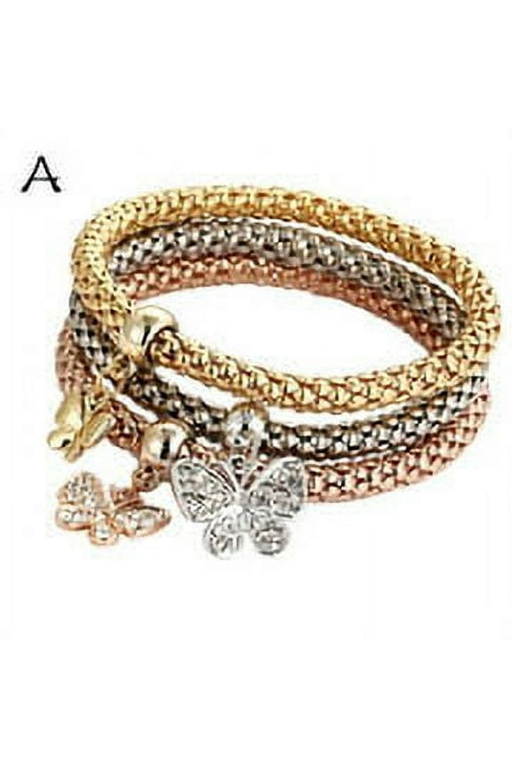 Jewelry On Clearance Multilayer Bracelets - 3PCS Gold/Silver/Rose Gold Corn Chain Bracelet for Women Heart Shaped Stretch Bracelet