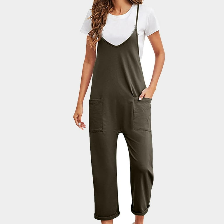 Hesxuno Jumpsuits For Women Summer Fashion Cute Solid Color