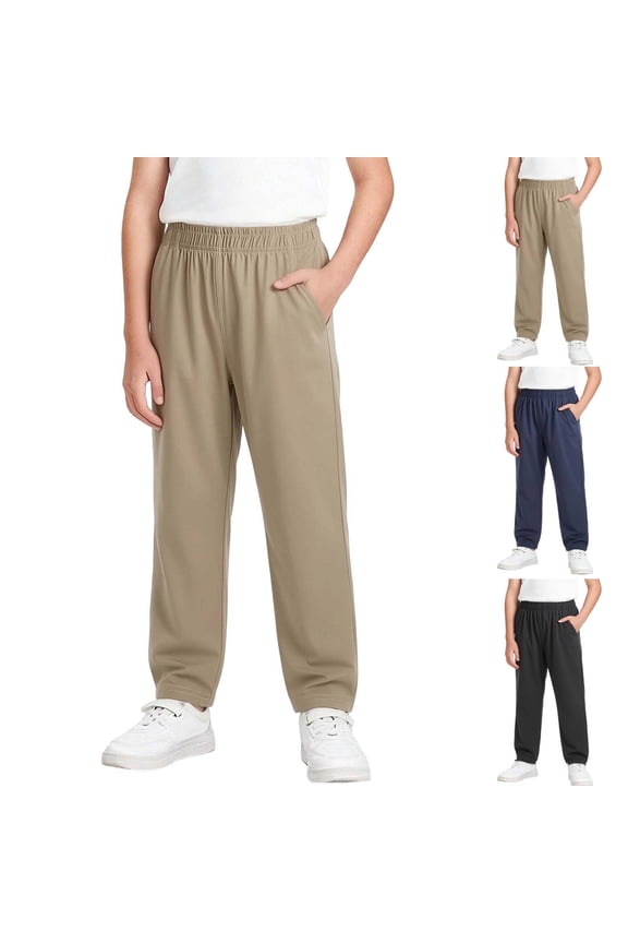 Kids Summer Pants Loose Fit Straight Leg Bottoms Elastic Waist Slack Pants with Pockets Casual Back to School Trousers Navy 8 Years