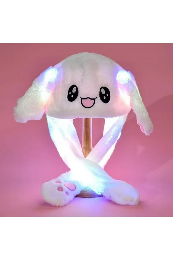 Luminous Bunny Hat with Ears, Cute Plush Toy Warm Hat Rabbit Hat with Moving Ears, Rabbit Hat with Moving Ears, Funny Plush Rabbit for Boys and Girls