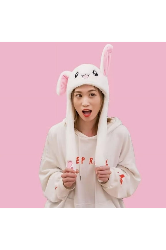 Luminous Bunny Hat with Ears, Cute Plush Toy Warm Hat Rabbit Hat with Moving Ears, Rabbit Hat with Moving Ears, Funny Plush Rabbit for Boys and Girls