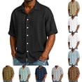 thumbnail image 1 of Hesxuno Men Beach Casual Button Down Shirts Palm Tree Printed Short Sleeve Shirt Big and Tall Summer Tops Funky Hawaiian Party Shirts Breathable Lightweight Resort Wear Shirts White XL, 1 of 8