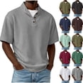 thumbnail image 1 of Hesxuno Men Corduroy Polos Shirts Fashion 4 Button Tennis Tops Loose Stylish Comfortable Golf Shirt Basic Solid Collared Tees Mint Green S, 1 of 5