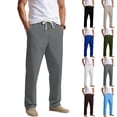 thumbnail image 1 of Hesxuno Men Straight Leg Nylon pants Elastic Drawstring Waist Pants Solid Summer Pants with Pockets Casual Comfy Lightweight Pants Gray M, 1 of 4