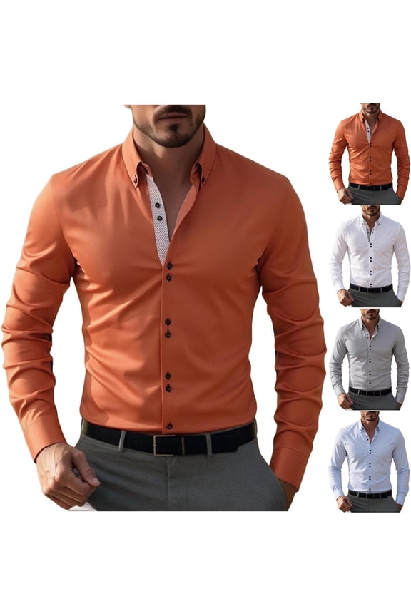 Men Untucked Shirts Big and Tall Button Down Shirts Solid Casual Short Sleeve Collar Tops Summer Daily Wear Comfortable Blouses Khaki XL