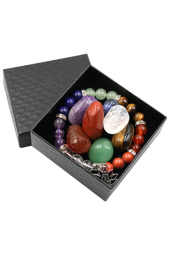 Natural Crystal Irregular Colorful Stone Yoga Colorful Stone Bracelet Set Gift Box