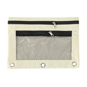 Hesxuno Oxford Cloth 3 with Ring Binder Pencil Case, Beige