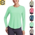 thumbnail image 1 of Hesxuno Rash Guard for Women UPF 50+ SPF UV Protection Long Sleeve T Shirts Curved Hem Loose Fit Workout Tops Quick Dry Hiking Swim Shirt Beige L, 1 of 6