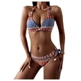 thumbnail image 1 of Hesxuno Swimsuit Women Bikini Women Sexy Boho Style Geometric Print Bandeau Tie Side Swimsuit Bikini Beachwear, 1 of 9