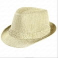 thumbnail image 1 of Hesxuno Unisex Gangster Cap Beach Sun Straw Band Sunhat，Beige, 1 of 4