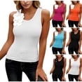 thumbnail image 1 of Hesxuno Women Fashion Tank Top Slim Fit Casual Sleeveless Tees Crew Neck Flower Applique Cami Tops Summer Solid Casual Tanks Black XS, 1 of 6