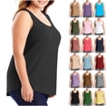 thumbnail image 1 of Hesxuno Women Plus Size Tank Tops Crewneck Slim Fitted Sleeveless Shirts Wide Straps Comfortable Undershirts Light Blue XXXL, 1 of 4