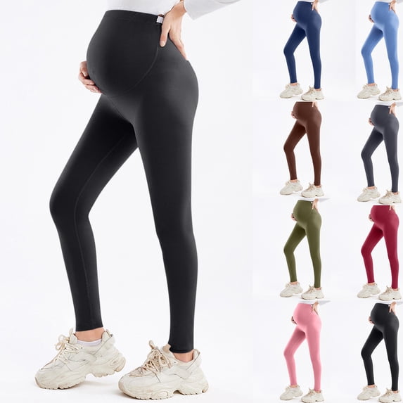 Hesxuno Women Pregnancy Workout Leggings Over The Belly Yoga Pants Ankle Length Athletic Legging Postpartum Recovery Yoga Legging Black S