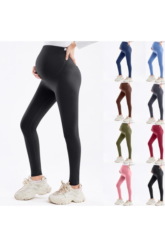 Women Pregnancy Workout Leggings Over The Belly Yoga Pants Ankle Length Athletic Legging Postpartum Recovery Yoga Legging Pink S
