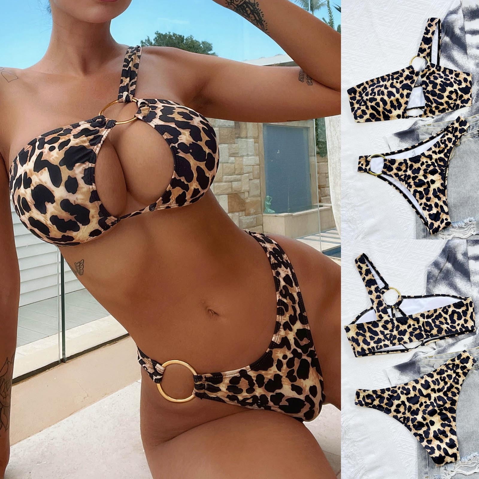 Leopard Brown Leopard Push Up Bikini Top X20128