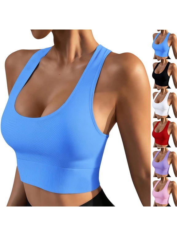 Women's Hiking Workout Tank Racerback Sport Bra Workout Scoop Neck Tank Tops Casual Summer Comfy Pilates Yoga Tops Black S