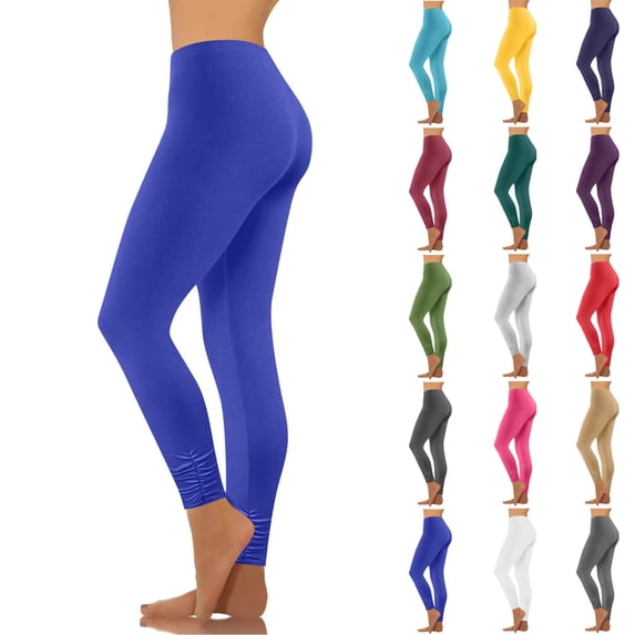 Hesxuno Womens Workout Leggings High Waisted Athletic Running Tights Buttery Soft Stretch Yoga Pants Solid Baisc Gym Bottoms White M