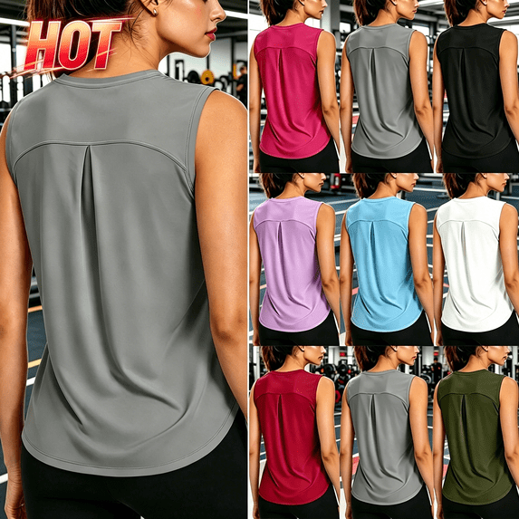 Hesxuno Workout Tops for Women Solid High Neck Tank Top Quick Dry Lightweight Sleeveless Shirts Stretch Athletic Running Yoga Undershirt Wine L