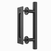Hetai Door Pulls and Handles Hardware Pull and Flush Door Handle Set Sliding Barn Door Hardware Handle Stainless Door Handles Large Commercial Door Handles for Barn Front Door Black