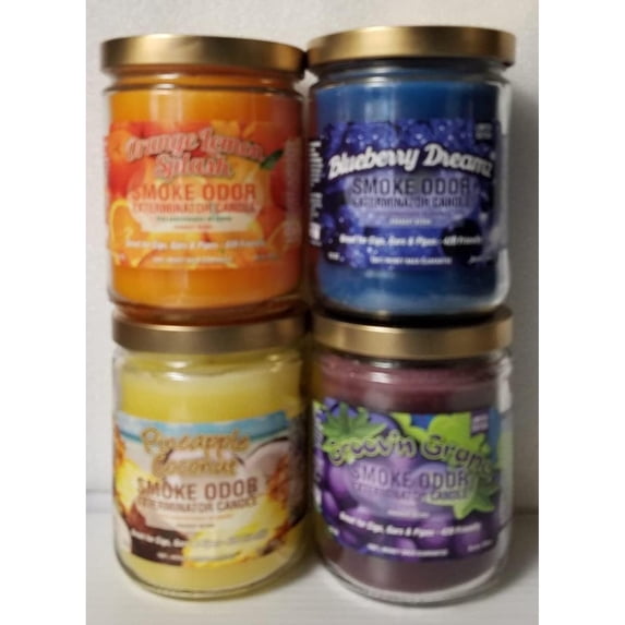 HetayC 13oz Jar Candles Orange Lemon Splash Assorted (4) Includes Orange Lemon Splash, Groov n Grape, Blueberry Dreamz & Pineapple Coconut.