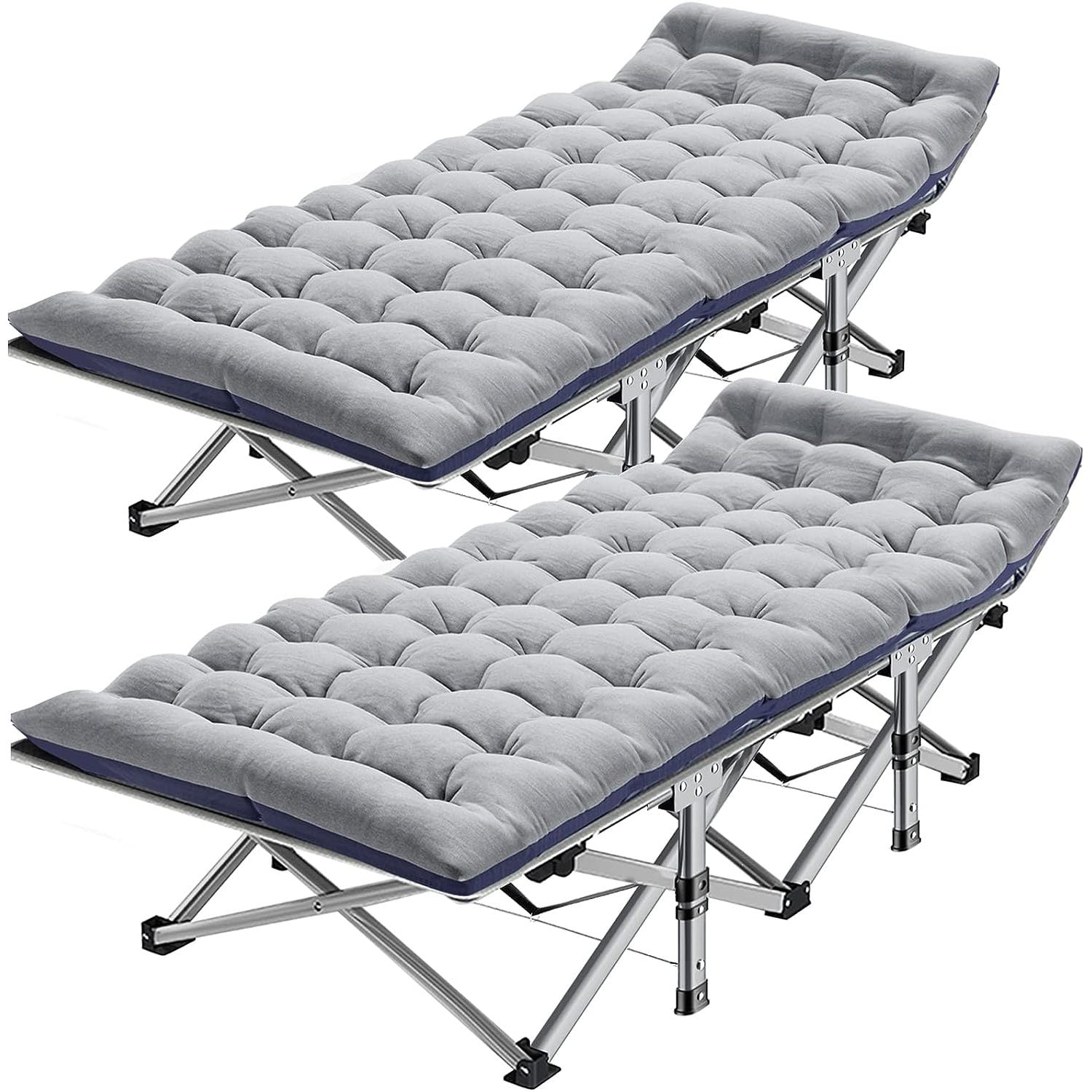 HetayC 2PACK Folding Camping Cots for Adults, Double Layer 1200D Cot for Sleeping, Heavy Duty