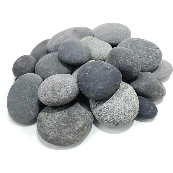 HetayC 50 Lb. Premium Black Grey Mexican Beach Pebbles 3-5 inches, Decor, Garden, Landscape, Pathways, Backyard, Rock Pebble