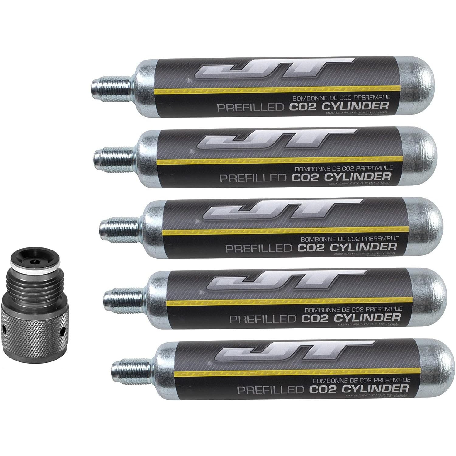 HetayC 90g Co2 Cylinder Cartridge - 88g Airsource - 90 88 Gram with Adapter for Paintball - 5 Pack