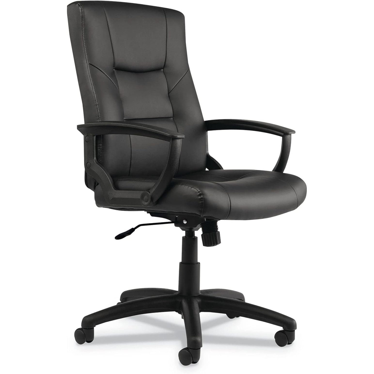 Black High-Back Leather Swivel Office Chair