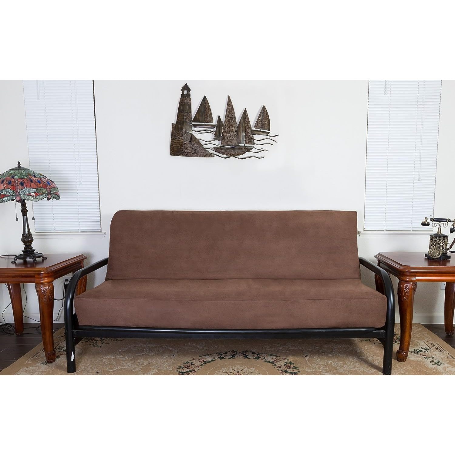 HetayC Brown Full Size Zipper Bonded Micro Suede Futon Mattress Cover