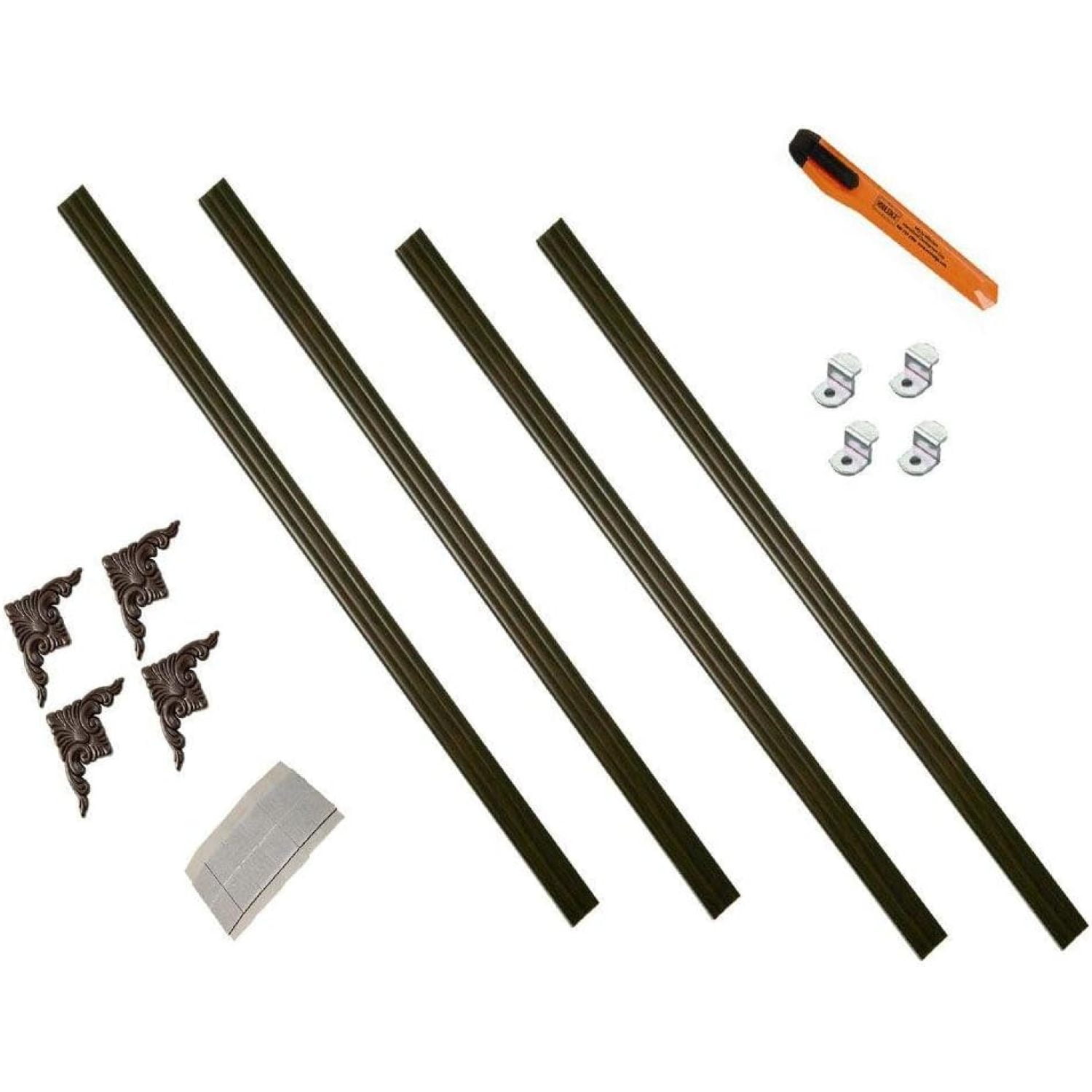 HetayC Cherry Walnut 60 in. x 60 in. Decorative Mirror Framing Installation Kit