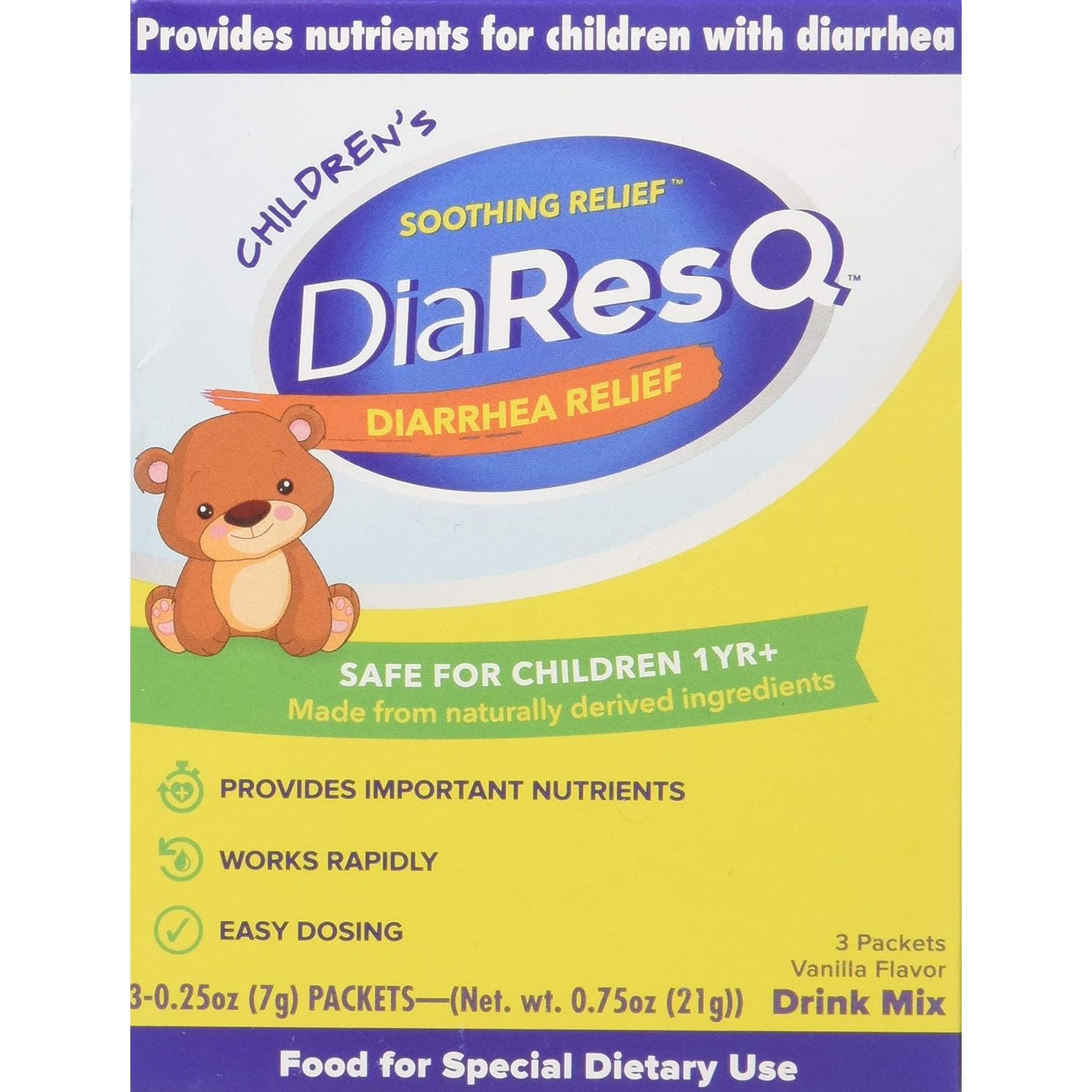 HetayC Childrens Soothing Diarrhea Relief 3 Packets, Pack of 2