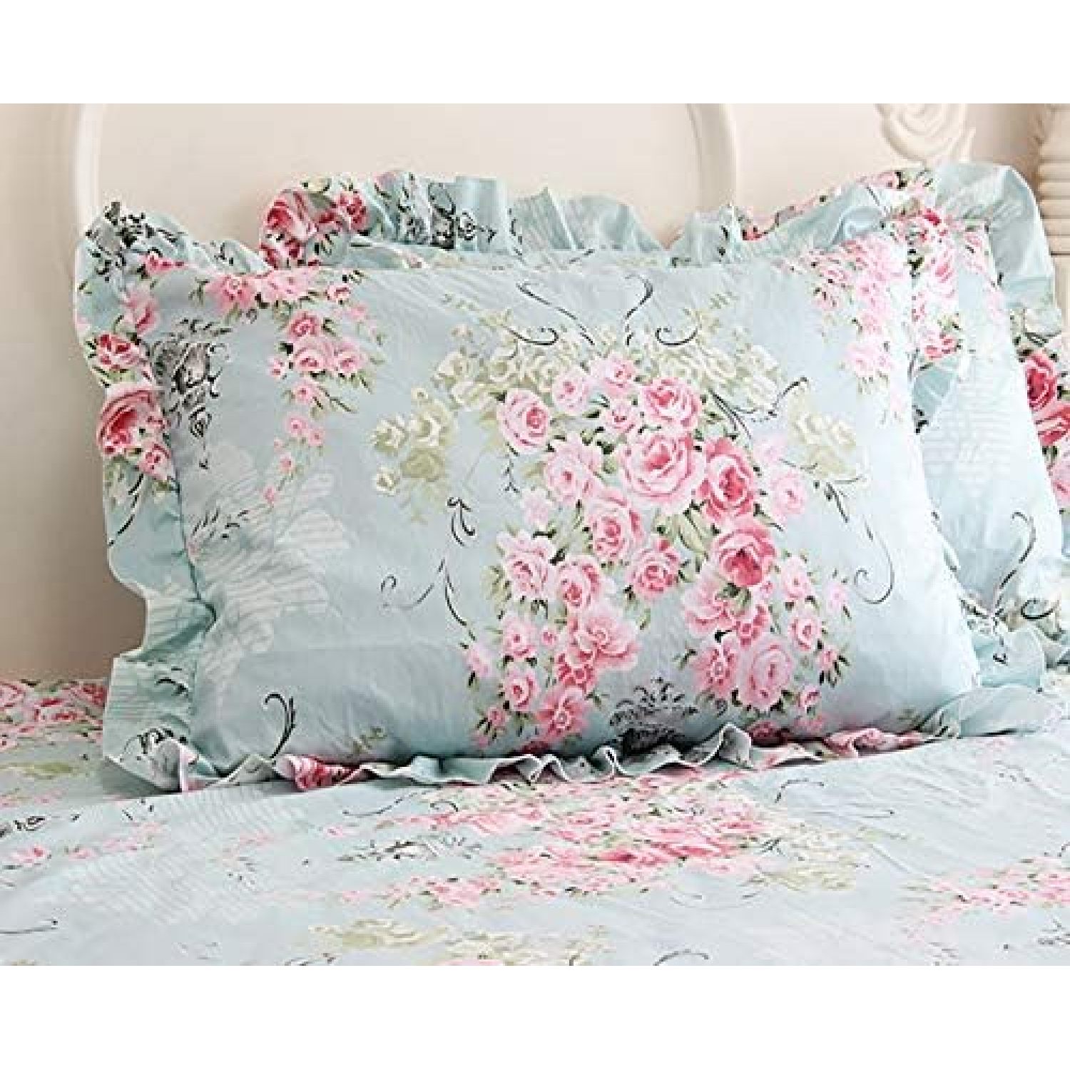 HetayC Country Rose Roses Pink Floral Print Pillowcases Shabby Chic