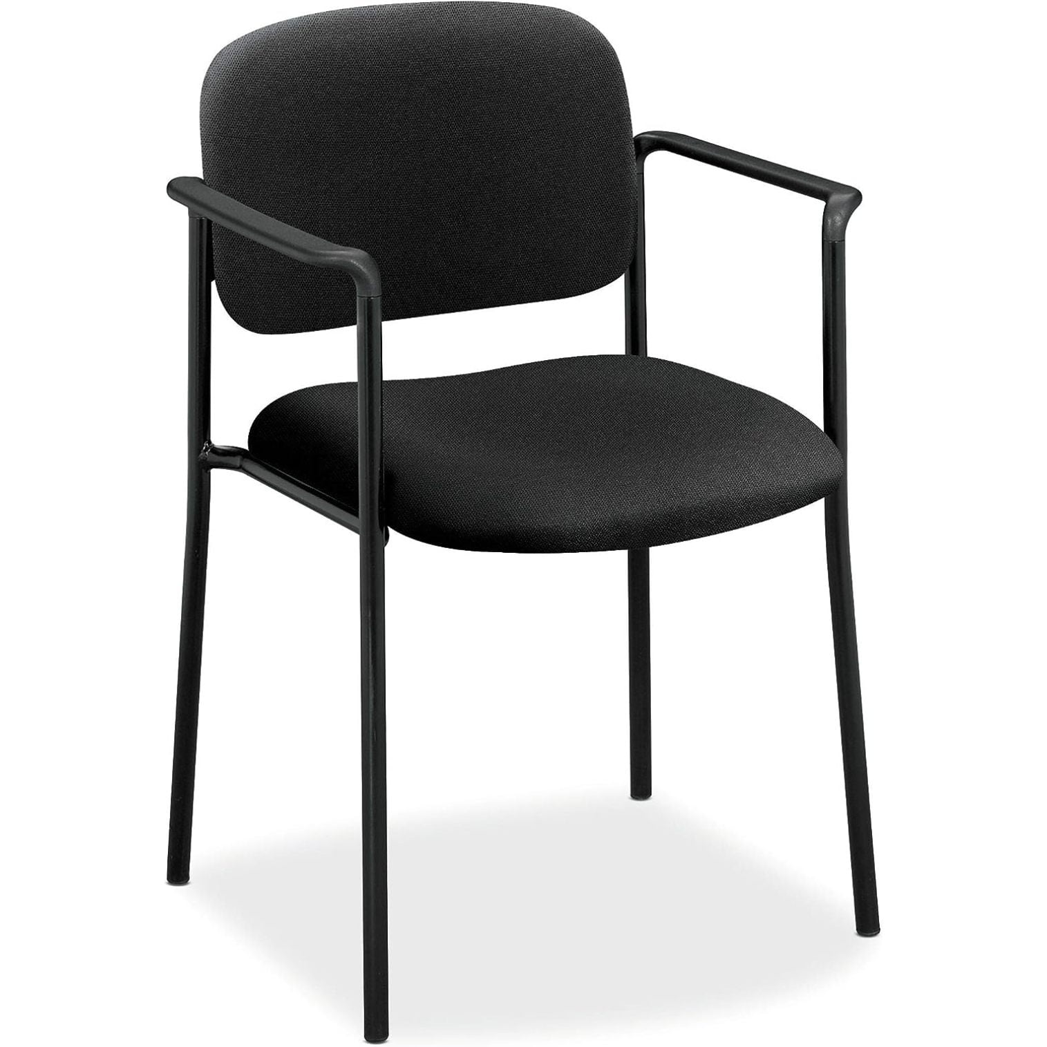 Black Metal and Fabric Stackable Guest Chair with Arms
