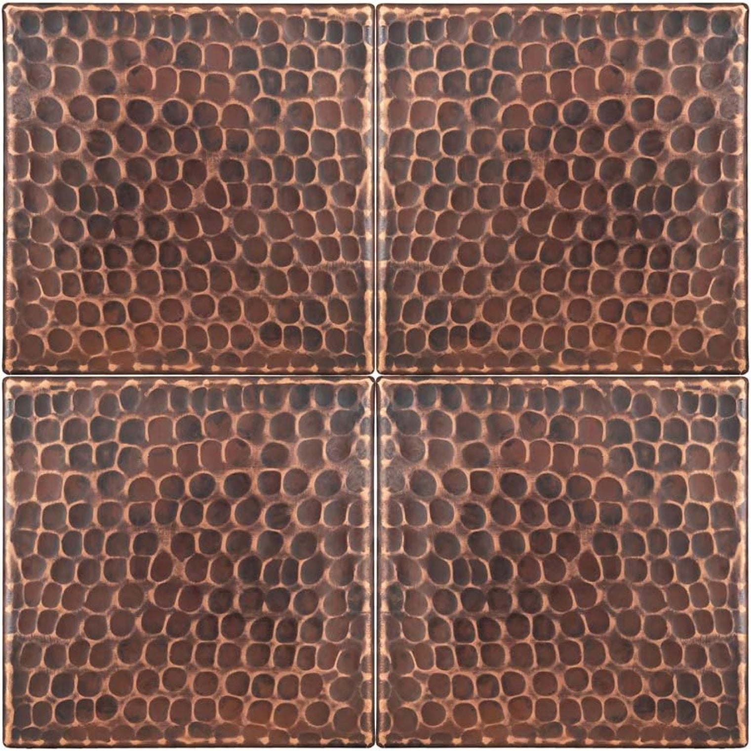 4" x 4" Hammered Copper Tile with Oil Rubbed Bronze Finish