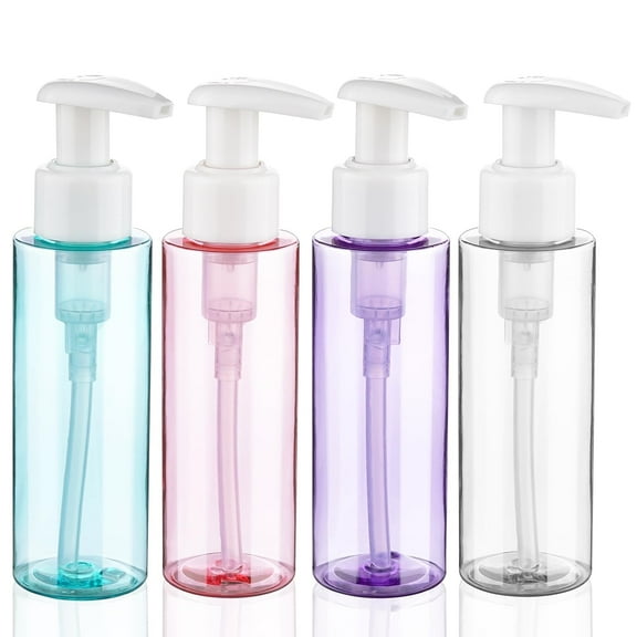 Hethyo 4-Pack 3.4 Oz Multicolor Plastic Soap and Lotion Dispensers