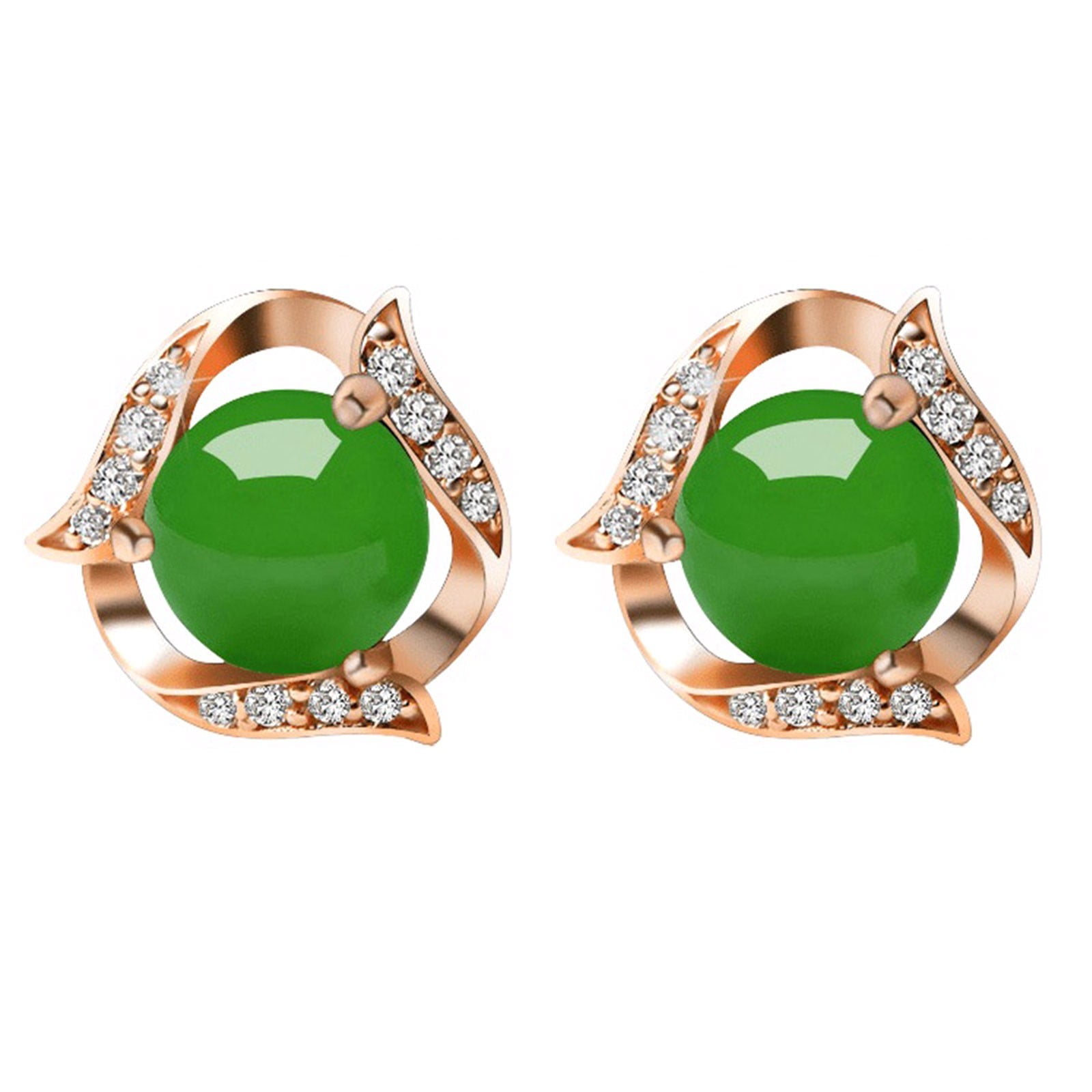 COOPSERBIL Hetian Jaspers Stud Earrings Silver Inlaid Earrings Earrings Chrysoprase Stud Earrings Christmas Gifts Alloy Gold