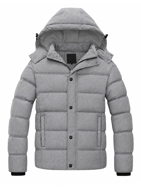 Men's Winter Puffer Parka Jacket Coat Insulated Grey Heather L
