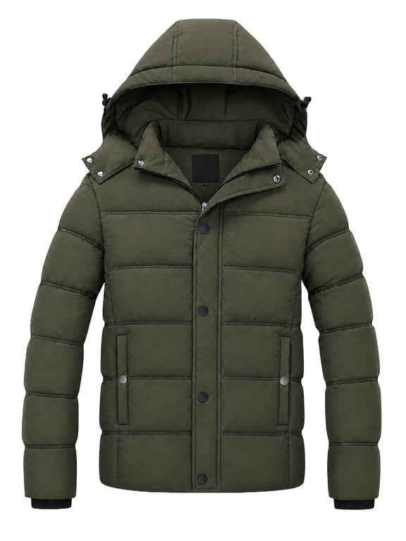Men's Winter Puffer Parka Jacket Coat Insulated Outerwear Army Green L