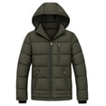 thumbnail image 1 of Heting Men's Winter Puffer Jacket with Hood Lightweight Quilted Coat Windproof Outerwear for Travel Daily Wear Army Green Large, 1 of 9