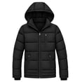 thumbnail image 1 of Heting Men's Winter Puffer Jacket with Hood Lightweight Quilted Coat Windproof Outerwear for Travel Daily Wear Black Large, 1 of 9