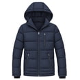 thumbnail image 1 of Heting Men's Winter Puffer Jacket with Hood Lightweight Quilted Coat Windproof Outerwear for Travel Daily Wear Navy Medium, 1 of 9