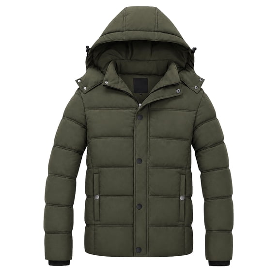 Heting Men's Winter Puffer Parka Jacket Coat Insulated Outerwear Army Green L