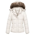 thumbnail image 1 of Heting Women's Winter Coat Puffer Jacket Thicken Warm Windproof Outerwear with Removable Hood Beige L, 1 of 9