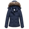 thumbnail image 1 of Heting Women's Puffer Jacket Winter Coat Waterproof Overcoat Warm Hooded with Multi-Pockets Navy M, 1 of 9